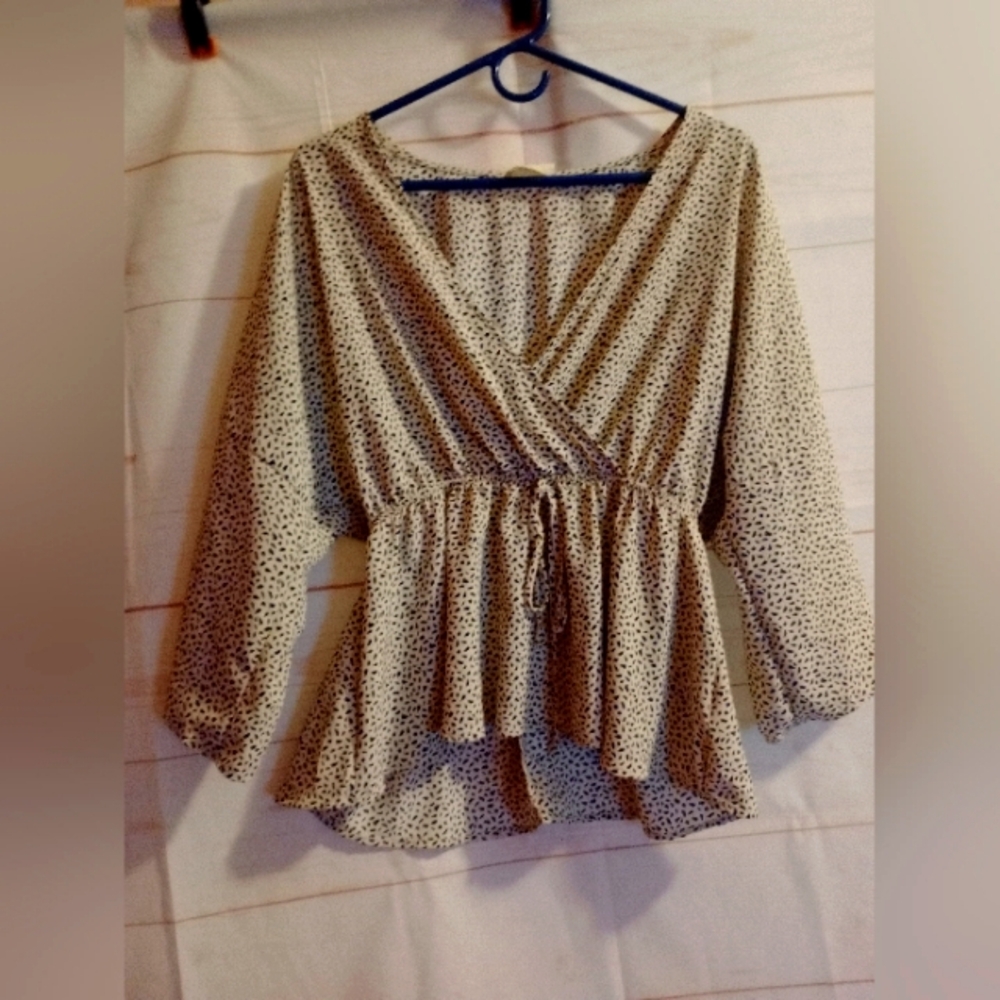 Women's Cream Polka Dot Top